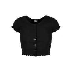 Top Damski / Damski Z Prążkowanymi Guzikami. Czarne topy damskie Urban Classics, m, bez wzorów, prążkowane, bez kołnierzyka. Za 80.99 zł.