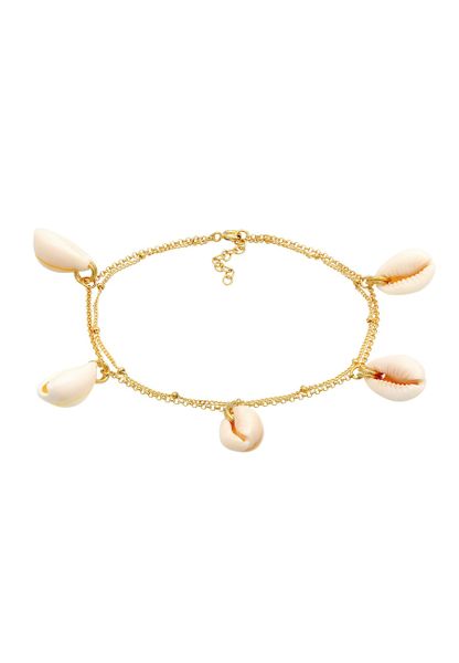 Elli Damska bransoletka na kostkę Trend Summer z muszlami Kauri w srebrze próby 925 Sterling Silver Bransoletki na nogę 1 ct Damski. Szare bransoletki damskie Elli, pozłacane. Za 293.99 zł.