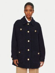 Tommy Hilfiger Płaszcz wełniany WW0WW43762 Granatowy Regular Fit. Niebieskie płaszcze damskie Tommy Hilfiger, na zimę, bez wzorów, z wełny. Za 1,439.00 zł.