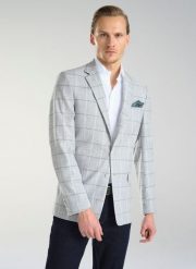 PAKO LORENTE – Jasnoszara marynarka męska w kratkę. Szare marynarki męskie Pako Lorente, bez wzorów. Za 399.99 zł.