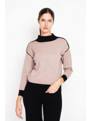 William de Faye Sweter w kolorze beżowo-czarnym rozmiar: 36. Brązowe golfy damskie William De Faye, bez wzorów, bez ramiączek. Za 95.99 zł.