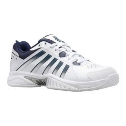 Buty K-Swiss Receiver V M 07393-177-M białe. Białe buty sportowe na co dzień męskie z gumy, bez zapięcia. Za 408.12 zł.
