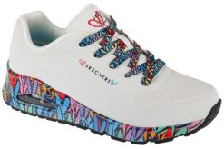 Buty sportowe Sneakersy damskie, Uno - Ravaged Love. Białe buty sportowe na co dzień damskie Skechers, bez wzorów, z materiału, trekkingowe. Za 399.99 zł.
