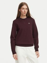 Lacoste Bluza SF5245 Bordowy Regular Fit. Czerwone bluzy bez kaptura damskie Lacoste. Za 679.99 zł.