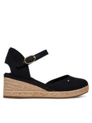 Tommy Hilfiger Espadryle Mid Wedge Espad Closed Toe FW0FW09233 Czarny. Czarne espadryle damskie Tommy Hilfiger, bez wzorów, z materiału, bez obcasa. Za 409.99 zł.