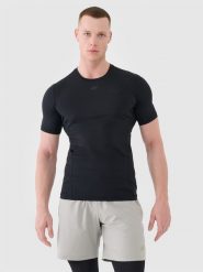 4F Koszulka treningowa szybkoschnąca męska - szara M. Szare t-shirty sportowe męskie 4f, m, z dzianiny, bez ramiączek, na fitness i siłownię. Za 99.99 zł.