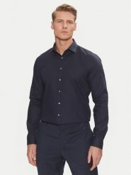 Calvin Klein Koszula Non Iron Tonal Strct Slim Shirt K10K113848 Granatowy Regular Fit. Niebieskie koszule męskie CALVIN KLEIN, m, bez wzorów, z bawełny, bez kołnierzyka, bez ramiączek. Za 279.99 zł.