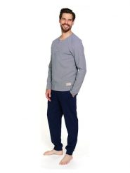 Doctor Nap Piżama w kolorze granatowym rozmiar: L. Niebieskie piżamy męskie Doctor Nap, l, bez wzorów, prążkowane, bez ramiączek. Za 160.96 zł.