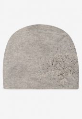 Szara Czapka Beanie z Kaszmirem w Cyrkonie Roccio. Szare czapki zimowe damskie Born2be, z dzianiny. Za 59.99 zł.