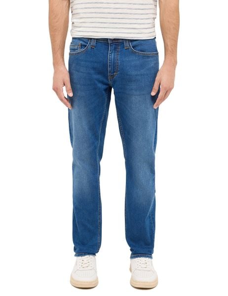 Męskie Spodnie Jeansowe Mustang Style Oregon Slim Denim Blue 1016316 5000 503. Niebieskie spodnie materiałowe męskie Mustang, bez wzorów, z denimu. Za 219.99 zł.