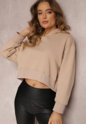 Beżowa Bluza Oversize z Kapturem Sirel. Brązowe bluzy z kapturem damskie Renee, l, z dresówki. Za 99.99 zł.