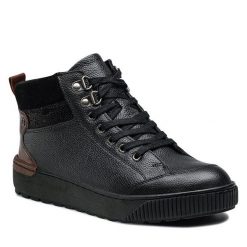 Trzewiki Go Soft. Czarne botki damskie GO SOFT, bez obcasa, na płaskiej podeszwie, bez zapięcia. Za 149.99 zł.