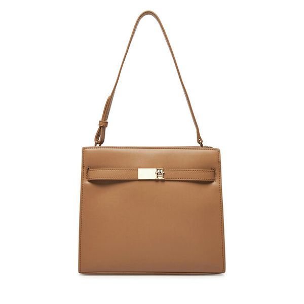 Torebka Tommy Hilfiger. Brązowe torebki klasyczne damskie Tommy Hilfiger, bez wzorów, bez dodatków. Za 339.99 zł.