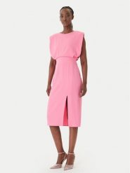 Rinascimento Sukienka koktajlowa CFC0127570003 Różowy Slim Fit. Czerwone sukienki damskie RINASCIMENTO, xs, bez wzorów, z syntetyku, wizytowe, bez kołnierzyka, bez ramiączek. Za 549.99 zł.