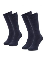 Tommy Hilfiger Skarpety długie 371111 Granatowy. Niebieskie skarpetki damskie Tommy Hilfiger, bez wzorów, z materiału. Za 59.99 zł.