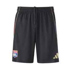 Szorty treningowe OL 2025/26. Czarne szorty męskie Adidas, bez kołnierzyka. W wyprzedaży za 176.50 zł.