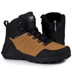 Buty męskie sportowe wysokie do chodzenia DK EXEC CAMEL BLACK. Brązowe buty sportowe na co dzień męskie DK, na zimę, bez zapięcia, trekkingowe. Za 189.00 zł.