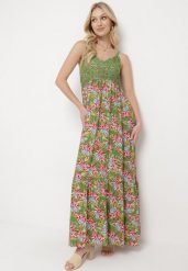 Ciemnozielona Wiskozowa Sukienka Maxi na Ramiączkach Rozkloszowana Nolwessa. Zielone sukienki damskie Born2be, m, bez wzorów, z wiskozy, eleganckie, bez kołnierzyka, bez ramiączek, maxi, rozkloszowane. W wyprzedaży za 63.99 zł.