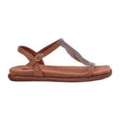 Płaskie Eleganckie Sandały Damskie Z Kryształkami Artiker 56C1365 Brązowe. Brązowe sandały damskie bez wzorów, bez obcasa, na płaskiej podeszwie. Za 338.63 zł.