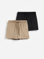 Szorty piżamowe 2 pack - czarny. Czarne piżamy męskie Reserved, l, bez wzorów, z bawełny, bez ramiączek. Za 79.99 zł.