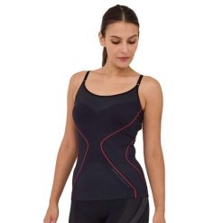 Koszulka damska na ramiączkach Brubeck FITNESS. Czarne bluzki sportowe damskie Brubeck, z elastanu, bez kołnierzyka, bez ramiączek. W wyprzedaży za 50.99 zł.