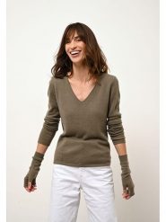 Just Cashmere Kaszmirowy sweter "Joan" w kolorze khaki rozmiar: L. Brązowe swetry klasyczne damskie Just Cashmere, l, z kaszmiru, bez kołnierzyka. Za 353.27 zł.