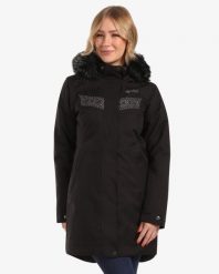 Płaszcz damski Kilpi Peru. Czarne płaszcze damskie Kilpi, l, bez wzorów, z materiału, eleganckie. Za 443.00 zł.