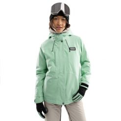 Kurtka snowboardowa damska W4-W Vostock. Zielone kurtki damskie SIROKO, bez wzorów, bez kaptura, narciarskie. W wyprzedaży za 424.00 zł.