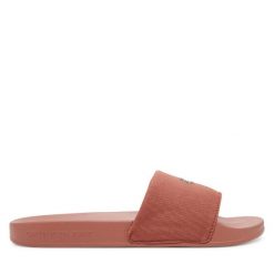 Klapki Calvin Klein Jeans. Pomarańczowe klapki damskie Calvin Klein Jeans, bez wzorów, z jeansu, bez obcasa. Za 129.99 zł.
