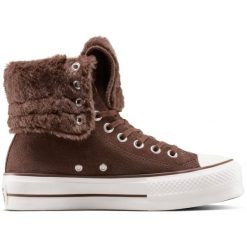 Buty sportowe Converse Chuck Taylor All Star Fold Over Lift Platform. Brązowe buty sportowe na co dzień męskie Converse, z zamszu, bez zapięcia, na fitness i siłownię. Za 590.00 zł.