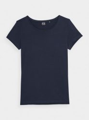 4F T-shirt regular gładki damski S. Niebieskie t-shirty damskie 4f, s, bez wzorów, z bawełny, bez kołnierzyka. Za 49.99 zł.