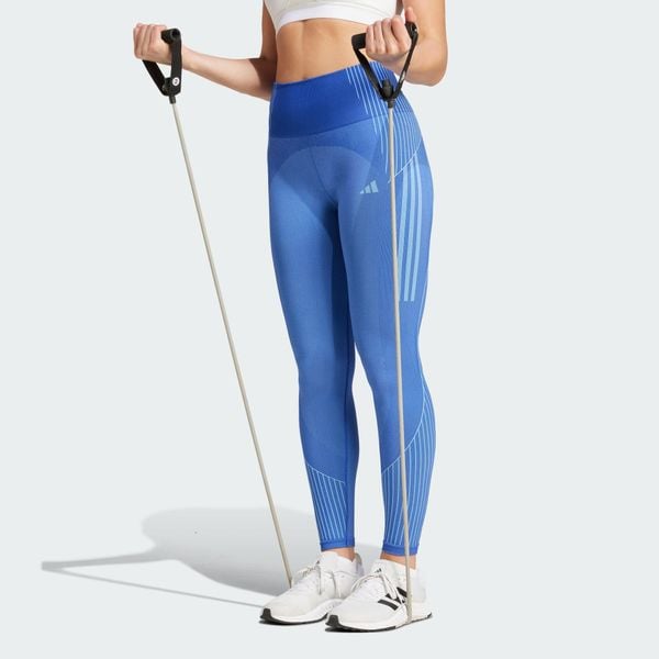 Legginsy Seamless Branded 7/8. Niebieskie legginsy damskie Adidas, s, bez wzorów, z materiału, na fitness i siłownię. Za 203.70 zł.