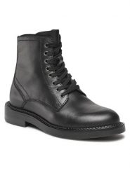 Lasocki Trzewiki WI16-12744-03 Czarny. Czarne botki damskie Lasocki, ze skóry, bez obcasa, na płaskiej podeszwie, bez zapięcia. Za 249.99 zł.