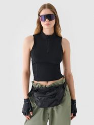 4F Top slim z prążkowanej dzianiny damski - czarny XL. Czarne topy damskie 4f, xl, bez wzorów, z bawełny, bez kołnierzyka. W wyprzedaży za 39.99 zł.