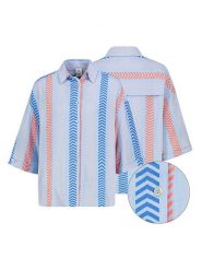 Eight2Nine Bluzka w kolorze niebiesko-pomarańczowo-błękitnym rozmiar: S/M. Niebieskie bluzki damskie Eight2Nine, m, bez wzorów, z bawełny, bez kołnierzyka, bez ramiączek. Za 86.99 zł.