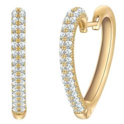 Yokoamii Kolczyki kola Serce z mosiadzu w zlocie z cyrkonia 1 ct Damski. Białe kolczyki damskie Yokoamii, z cyrkonią, pozłacane. Za 159.99 zł.