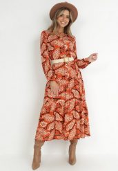 Pomarańczowa Sukienka Koszulowa w Kwiaty Zari. Brązowe sukienki damskie Born2be, na co dzień, na lato, l, bez wzorów, z materiału, eleganckie, bez kołnierzyka, bez ramiączek, maxi, koszulowe. W wyprzedaży za 119.99 zł.