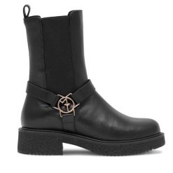 Sztyblety Eva Minge. Czarne botki damskie Eva Minge, bez obcasa, na płaskiej podeszwie, bez zapięcia. Za 234.99 zł.