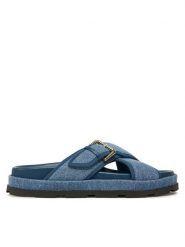 Pollini Klapki SA28094G1MTQ0707 Granatowy. Niebieskie klapki damskie Pollini, bez wzorów, z materiału, bez obcasa. Za 1,189.00 zł.
