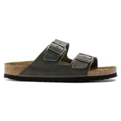 Klapki męskie Birkenstock Arizona SFB LEOI Iron. Szare klapki i japonki męskie Birkenstock, ze skóry. Za 449.99 zł.