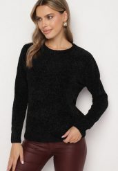 Czarny Klasyczny Sweter z Bawełną Zinvera. Czarne swetry klasyczne damskie Born2be, l, z bawełny, bez kołnierzyka. Za 54.99 zł.