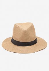 Ciemnobeżowa Czapka Kapelusz z Ozdobną Tasiemką Tinasolla. Brązowe czapki męskie Born2be, bez wzorów, eleganckie. Za 29.99 zł.