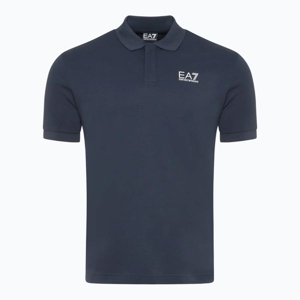 Koszulka męska EA7 Emporio Armani Train 7 Lines Polo. Niebieskie koszulki polo męskie EA7 Emporio Armani, l, bez wzorów, z bawełny, bez ramiączek. Za 369.99 zł.