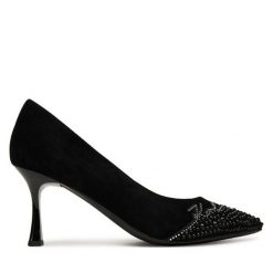 Czółenka KARL LAGERFELD. Czarne czółenka damskie Karl Lagerfeld, bez wzorów, bez obcasa. Za 589.99 zł.