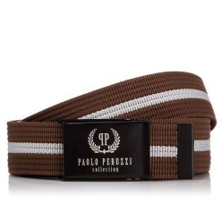 Pasek parciany PAOLO PERUZZI PW-15-95 cm brązowy. Brązowe paski męskie Paolo Peruzzi, bez wzorów, z materiału. Za 34.99 zł.
