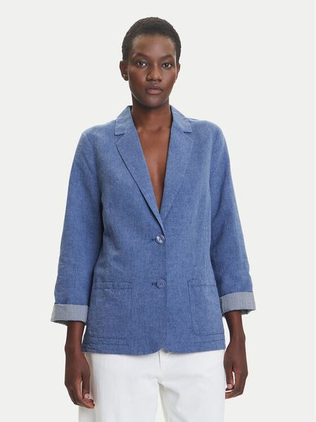 Olsen Marynarka 15001615 Niebieski Regular Fit. Niebieskie marynarki i żakiety damskie Olsen, bez wzorów, ze lnu. Za 399.99 zł.