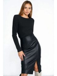 Nife Spódnica w kolorze czarnym ze skóry syntetycznej rozmiar: 44. Czarne spódniczki damskie Nife, bez wzorów, ze skóry, z podwyższonym stanem, midi. Za 144.24 zł.