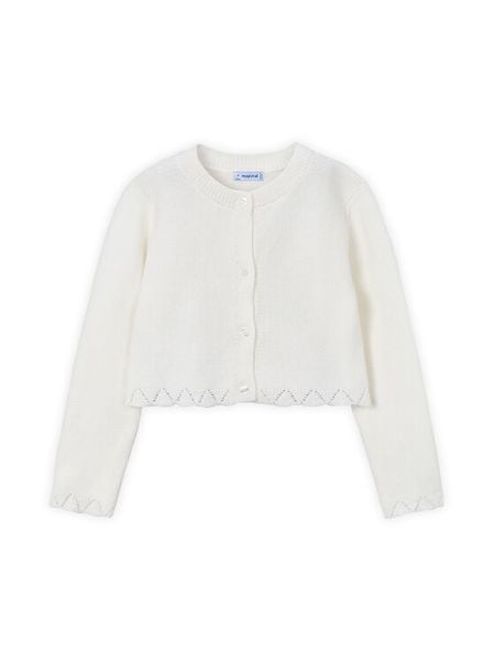 Mayoral Kardigan 4312 Écru Regular Fit. Swetry dziewczęce Mayoral, bez wzorów, z syntetyku, bez kołnierzyka. Za 79.99 zł.