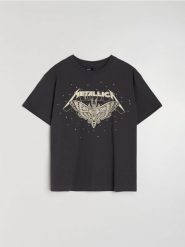 Bawełniana koszulka z nadrukiem Metallica - szary. Szare t-shirty damskie Sinsay, l, bez wzorów, z bawełny, bez kołnierzyka. Za 39.99 zł.