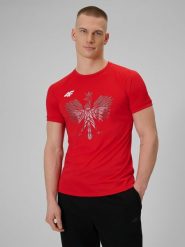 4F Koszulka kibica uniseks - czerwona XS. Czerwone t-shirty sportowe męskie 4f, m, bez ramiączek. Za 129.99 zł.